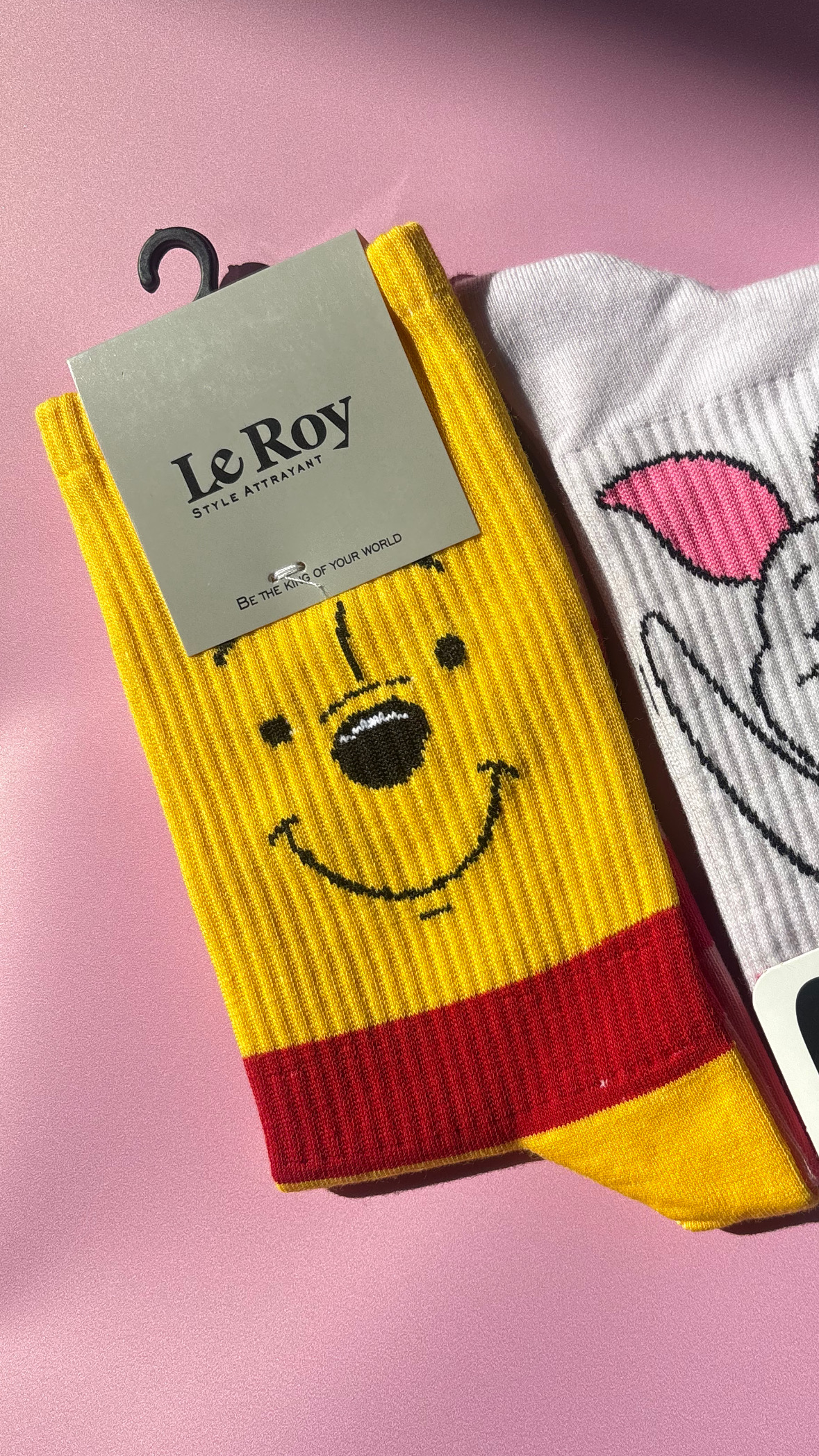 جوراب تابتا کاپلی طرح خرس پو و پیگلت🩷🐷🐻💛